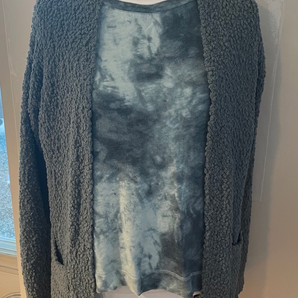 Women's teal Size M Babeau cardigan - popcorn textured